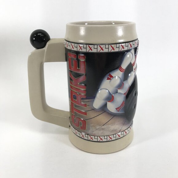 Budweiser Bowling Beer Stein Anheuser Busch 1996 Strike! Mug Cup - Picture 5 of 11